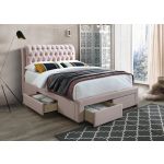 Artisan Fabric 4 Drawer Storage Bed- Pink