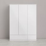 Naina Wardrobe with 3 Doors 2 Drawers in White High Gloss