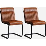 Baltic Live Edge Brown Faux Leather Dining Chair (Pair)