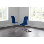 Calabria Velvet Cantilever Dining Chair (Blue) - Julian Bowen