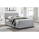 Capri Fabric Bed With 2 Drawers- Light Grey Linen-Julian Bowen