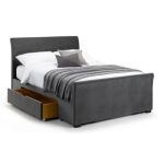 Capri Fabric Bed With 2 Drawers -Dark Grey Velvet - Julian Bowen
