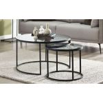Chicago Round Nesting Coffee Tables  - Smoked Glass		
