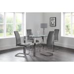 Calabria Velvet Cantilever Dining Chair (Grey) - Julian Bowen