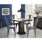 Evoke Iron and Wooden Industrial Square Dining Table