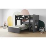 Flair Wizard L Shaped Triple Bunk Bed Grey