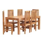  Toko Light Mango Large Dining Table and Wooden Chairs
