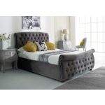 Lucinda Chesterfield Side Lift Ottoman Bed Silver Velvet - Flair Furnishings 
