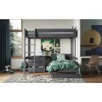 Noomi Tera Small Double Grey High Sleeper With L Shaped Single Bed