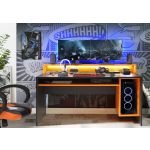 Flair Furnishings Power Y Led Gaming Desk Orange And Black