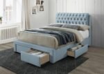 Artisan Fabric 4 Drawer Storage Bed-Blue