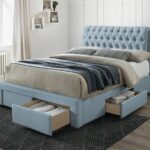 Artisan Fabric 4 Drawer Storage Bed-Blue