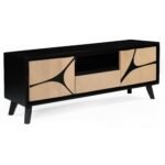 Boho Solid Wood Tv Cabinet With Wooden Legs - Image 3