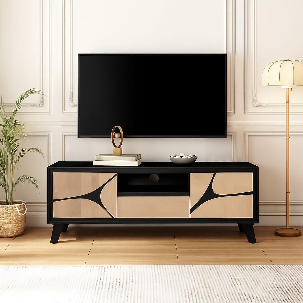 BG03-lifestyle-1.jpg Boho Solid Wood Tv Cabinet With Wooden Legs
