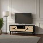 Boho Solid Wood Tv Cabinet With Wooden Legs - Image 8