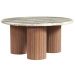 Ashford Round Marble Top with Wood Pedestal Coffee Table - Image 3