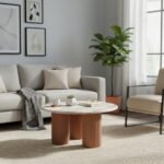 Ashford Round Marble Top with Wood Pedestal Coffee Table - Image 6
