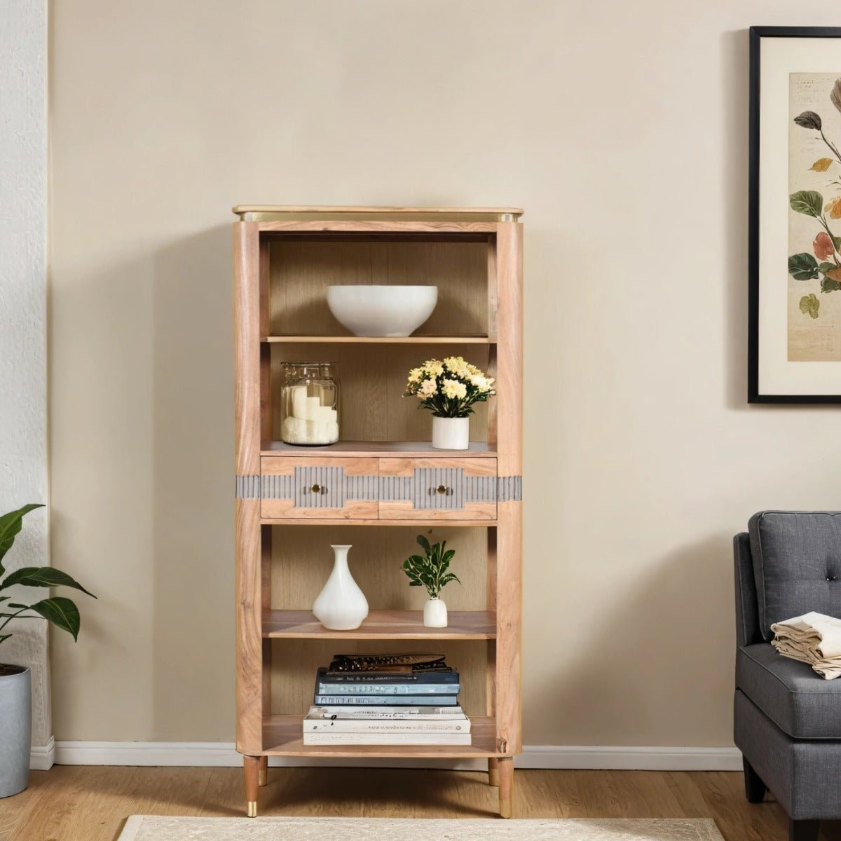 ac08-lifestyle_1.jpg Wilton Acacia Wood 2 Drawers Open Bookcase