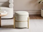 Ada Storage Pouffe Beige Fabric - Image 2