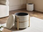 Ada Storage Pouffe Beige Fabric - Image 5