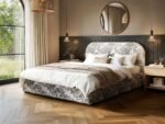 Alba Tree Print Ottoman Bed Beige Chenille