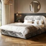Alba Tree Print Ottoman Bed Beige Chenille