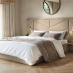 Alice Hotel Ottoman Bed with USB Gold Lights Beige Velvet