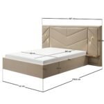 Alice Hotel Ottoman Bed with USB Gold Lights Beige Velvet - Image 2