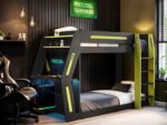 Alister Gaming Bunk Bed with Desk Charcoal & Green