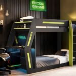 Alister Gaming Bunk Bed with Desk Charcoal & Green