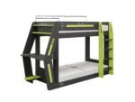 Alister Gaming Bunk Bed with Desk Charcoal & Green - Image 3