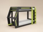 Alister Gaming Bunk Bed with Desk Charcoal & Green - Image 4