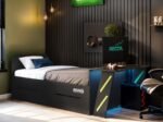 Alister Gaming Single Bed with Desk Charcoal & Green