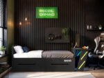 Alister Gaming Single Bed with Desk Charcoal & Green - Image 4
