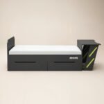 Alister Gaming Single Bed with Desk Charcoal & Green - Image 5