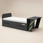 Alister Gaming Single Bed with Desk Charcoal & Green - Image 6