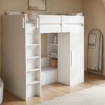Aspen Ribbed High Sleeper with Storage & Wardrobe Black