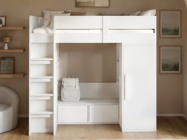 Aspen Ribbed High Sleeper with Storage & Wardrobe - Image 2
