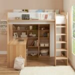 Ava High Sleeper with Desk & Storage Oak & White - Image 3