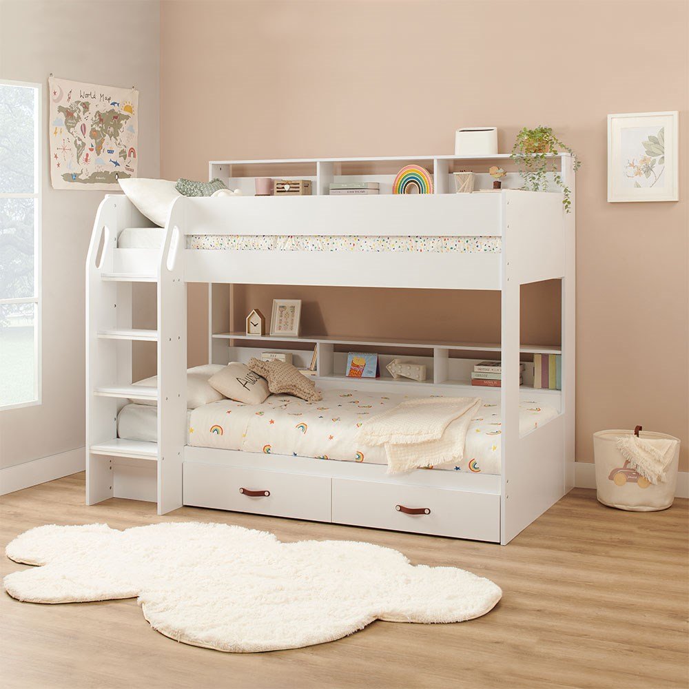 aviary-bunk-full-1 Aviary Bunk Bed with Storage Drawers & Shelves White