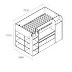 Bailey Kids Cabin Bed with Desk & Storage White & Grey - Image 2