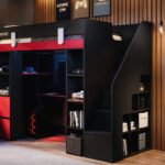 Blaze Staircase Gaming High Sleeper with Storage Black & Red