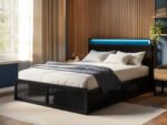 Callan Metal Bed with Storage & LED Black 