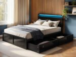 Callan Metal Bed with Storage & LED Black  - Image 3