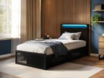 Callan Metal Bed with Storage & LED Black  - Image 4
