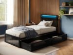 Callan Metal Bed with Storage & LED Black  - Image 6
