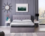 Flintshire Furniture Carmel Fabric Ottoman in Grey Bed - Image 2