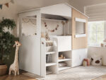 Dreamland House Bed with Storage White & Oak