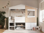 Dreamland House Bed with Storage White & Oak - Image 3