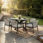 Eliza Outdoor Dining Table with 4 Chairs Set Grey & Dark Brown - Image 15